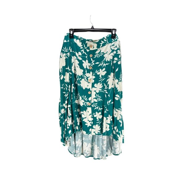 Torrid Floral Hi Low Button Front Skirt Green Chiffon Flowy Plus Size 3 Boho - Picture 4 of 5